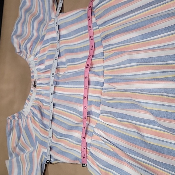 Harlow & Rose Size M "Washed Linen" color Pastel Stripe Tiered Knee-Length Dress - Picture 8 of 14
